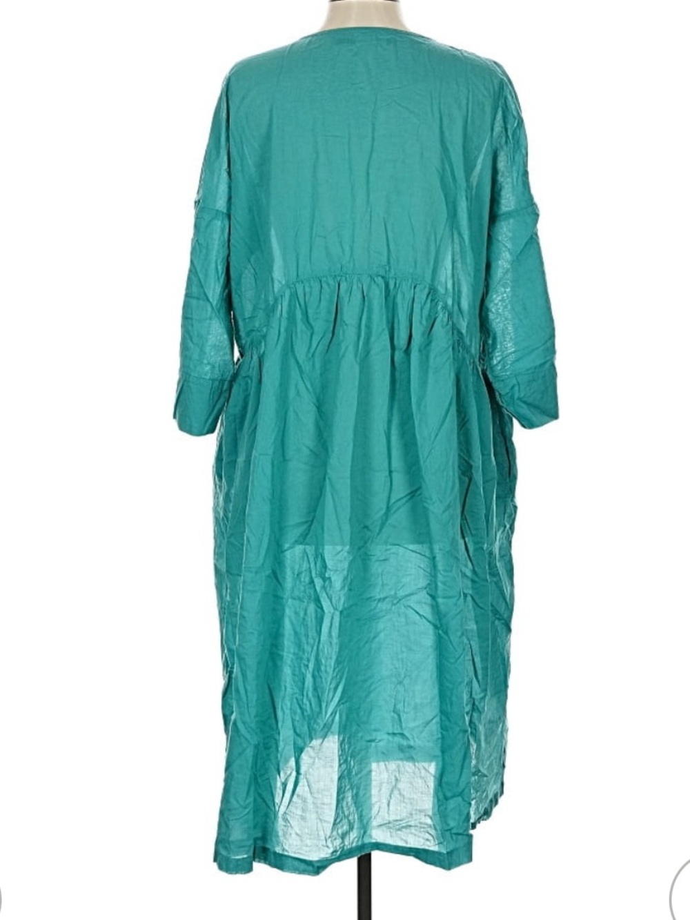 Gudrun Sjoden Dress green Agnes Teal Bracelet Sleeve Tiered Midi button front L - Picture 7 of 11
